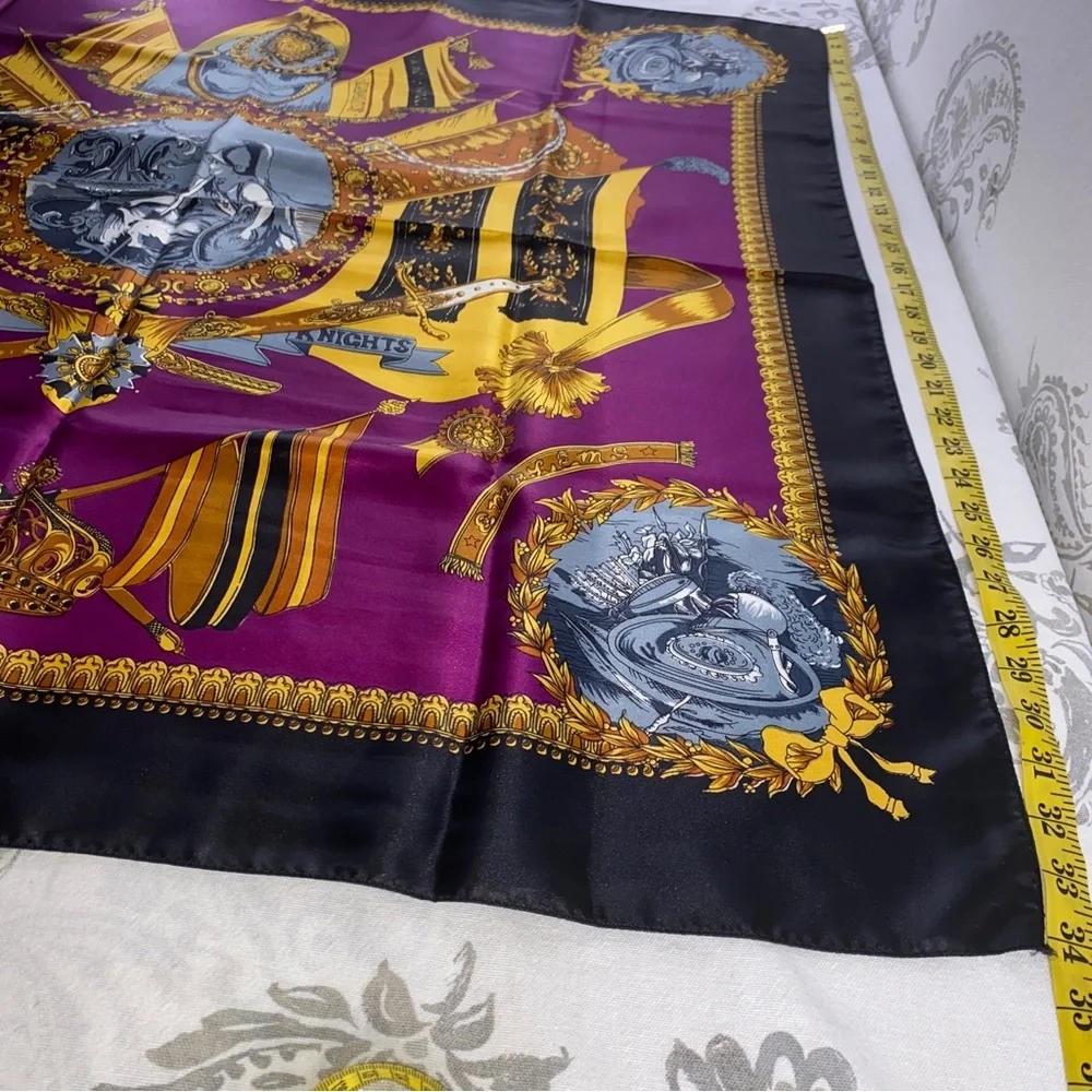 Vintage Golden Dragon‎ silk scarf King of King Knights